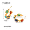 Wholesale Cshaped Stainless Steel Earrings With Inlaid Natural Stone 18K Goldplated Electroplated For Women Geometric Style