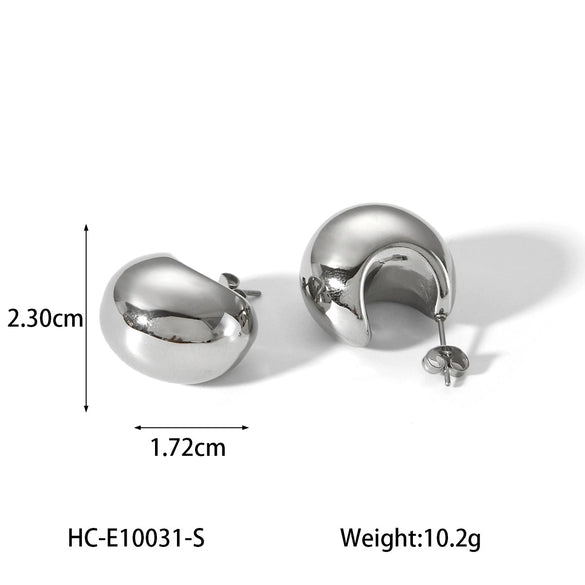 Wholesale Cshaped Titanium Steel Hollow Electroplated Geometric Earrings For Women