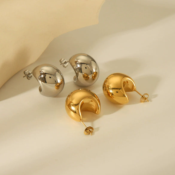 Wholesale Cshaped Titanium Steel Hollow Electroplated Geometric Earrings For Women