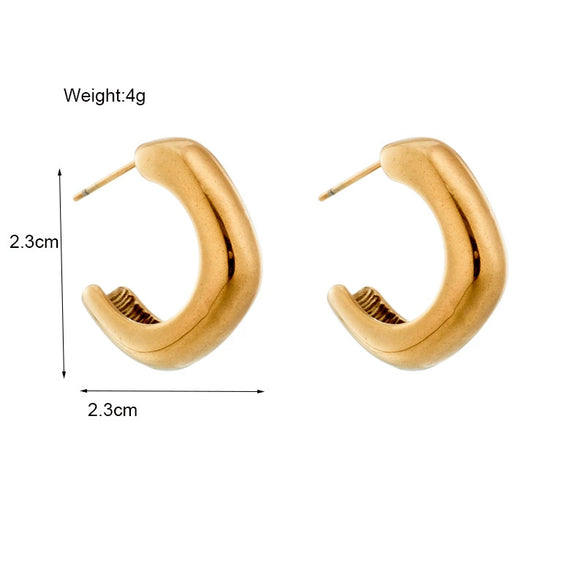Wholesale Ctype Geometric Titanium Steel Stud Earrings With Retro Neutral Cold Style And Electroplating Finish