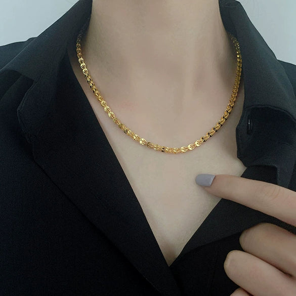 Wholesale Cuban Chain Necklace In Fashionable Style With Geometric Pattern Made Of Stainless Steel And Titanium Steel Electroplated