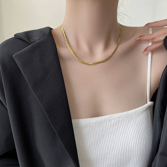 Wholesale Cuban Chain Necklace In Fashionable Style With Geometric Pattern Made Of Stainless Steel And Titanium Steel Electroplated