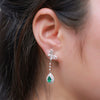 Wholesale Cultured Colored Gemstone Long Earrings S925 Silver Inlaid Cultured Ruby And Sapphire Geometric Elegant Set With Diamonds Women's