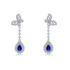 Wholesale Cultured Colored Gemstone Long Earrings S925 Silver Inlaid Cultured Ruby And Sapphire Geometric Elegant Set With Diamonds Women's