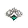 Wholesale Cultured Emerald And Diamond Set Crownshaped S925 Silver Ring For Women