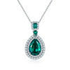 Wholesale Cultured Emerald Necklace 925 Silver O Word Chain Geometric Retro Style Set With Diamonds For Women