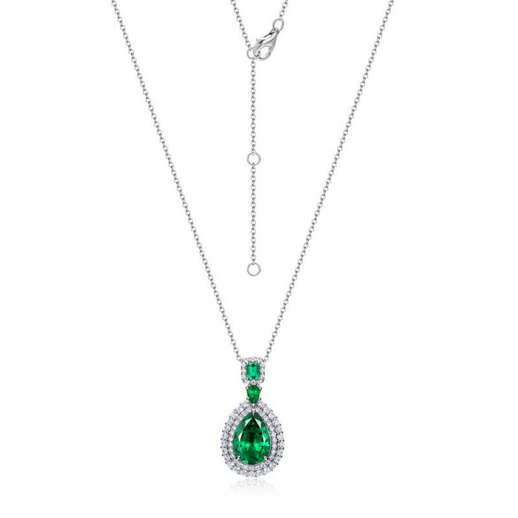 Wholesale Cultured Emerald Necklace 925 Silver O Word Chain Geometric Retro Style Set With Diamonds For Women