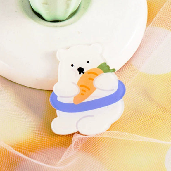Wholesale Cute Acrylic Brooch With Cartoon Bear Emblem Bag Pendant Printing Laminating Laser Cutting For Unisex And Children