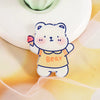 Wholesale Cute Acrylic Brooch With Cartoon Bear Emblem Bag Pendant Printing Laminating Laser Cutting For Unisex And Children