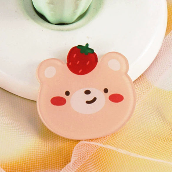 Wholesale Cute Acrylic Brooch With Cartoon Bear Emblem Bag Pendant Printing Laminating Laser Cutting For Unisex And Children