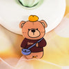 Wholesale Cute Acrylic Brooch With Cartoon Bear Emblem Bag Pendant Printing Laminating Laser Cutting For Unisex And Children