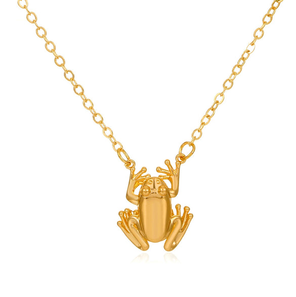 Wholesale Cute Animal Frog Pendant Necklace Copper Electroplating