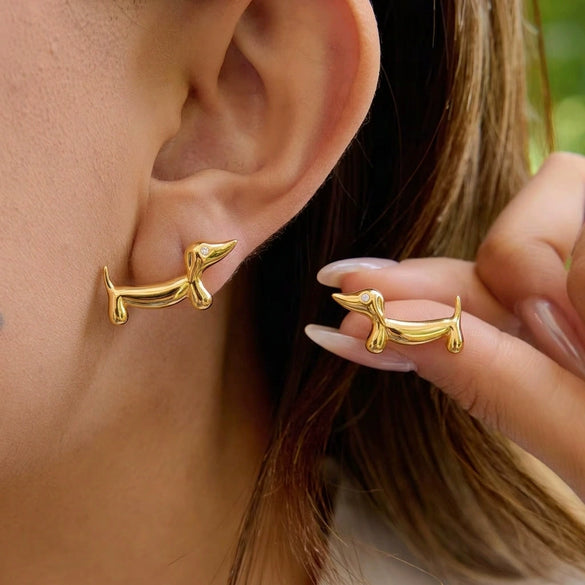 Wholesale Cute Animal Style Stainless Steel Vacuum Real Gold Plated Earrings For Women