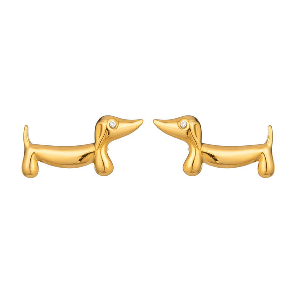 Wholesale Cute Animal Style Stainless Steel Vacuum Real Gold Plated Earrings For Women