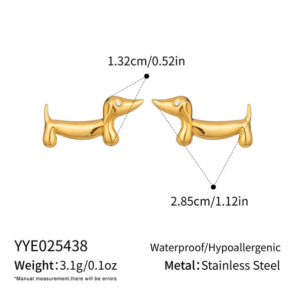 Wholesale Cute Animal Style Stainless Steel Vacuum Real Gold Plated Earrings For Women