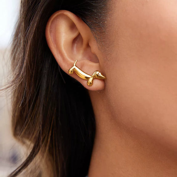 Wholesale Cute Animal Style Stainless Steel Vacuum Real Gold Plated Earrings For Women
