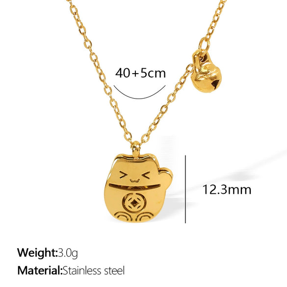 Wholesale Cute Animal Zodiac Cat Pendant Necklace 316L Stainless Steel 316L Stainless Steel Electroplating Jewelry