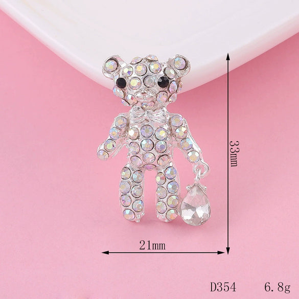 Wholesale Cute Bear Love Heartshaped Diamond Mobile Phone Jewelry Accessories Alloy Electroplated