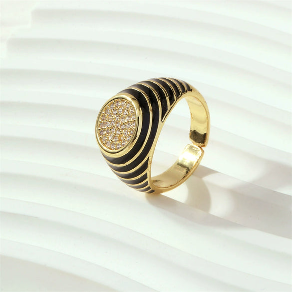 Wholesale Cute Candy Color Zircon Index Finger Ring For Women Copper Drop Oil Geometric Style