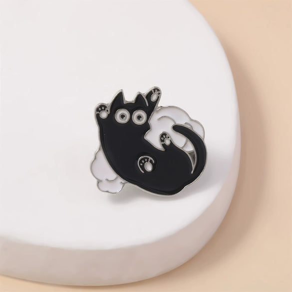 Wholesale Cute Cartoon Black Cat Cloud Shape Alloy Drop Oil Electroplated Brooch Badge