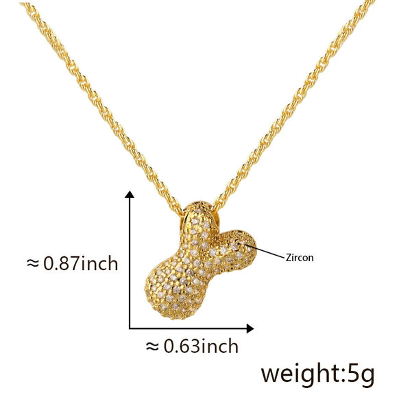 Wholesale Cute Chubby Letter Pendant Necklace Copper Inlaid Zircon Electroplated
