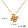 Wholesale Cute Chubby Letter Pendant Necklace Copper Inlaid Zircon Electroplated
