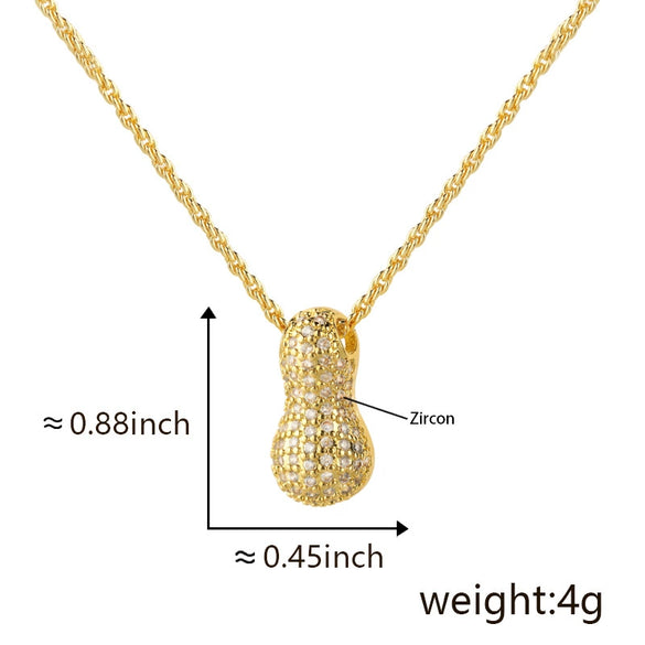 Wholesale Cute Chubby Letter Pendant Necklace Copper Inlaid Zircon Electroplated