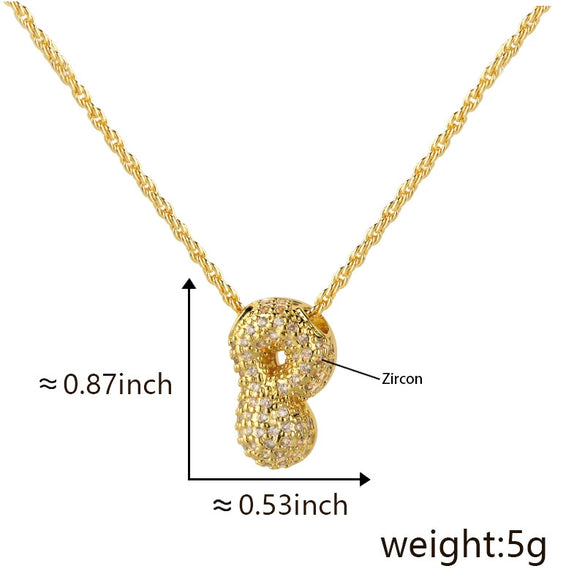 Wholesale Cute Chubby Letter Pendant Necklace Copper Inlaid Zircon Electroplated