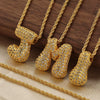 Wholesale Cute Chubby Letter Pendant Necklace Copper Inlaid Zircon Electroplated