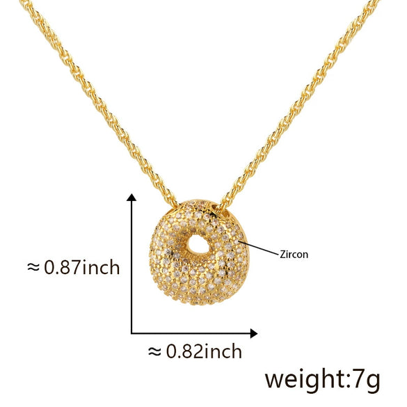 Wholesale Cute Chubby Letter Pendant Necklace Copper Inlaid Zircon Electroplated