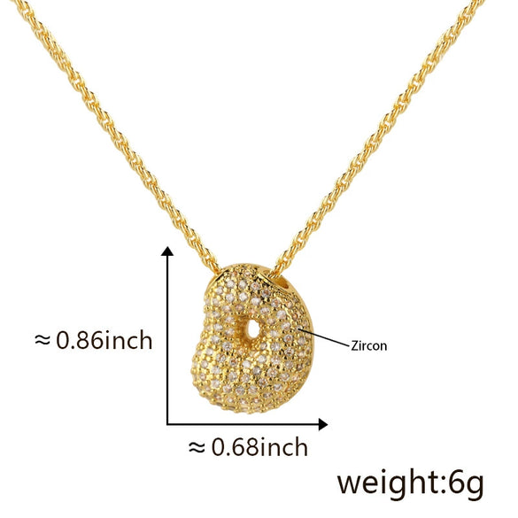 Wholesale Cute Chubby Letter Pendant Necklace Copper Inlaid Zircon Electroplated
