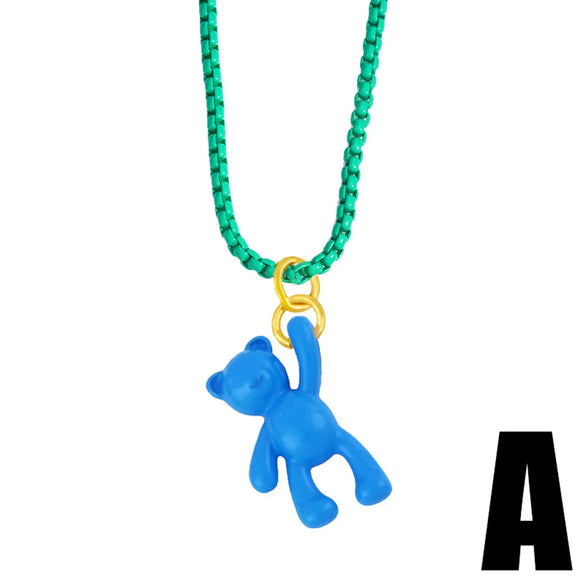 Wholesale Cute Color Bear Pendant Copper Necklace Gooddiy