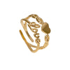 Wholesale Cute Electroplated Heartshaped Stainless Steel Open Ring For Women