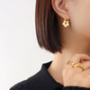 Wholesale Cute Flower Earrings Titanium Steel Electroplated With 18K Real Gold Christmas Style Geometric Design