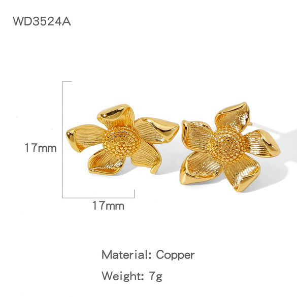 Wholesale Cute Flower Geometric Earrings Copper Electroplated