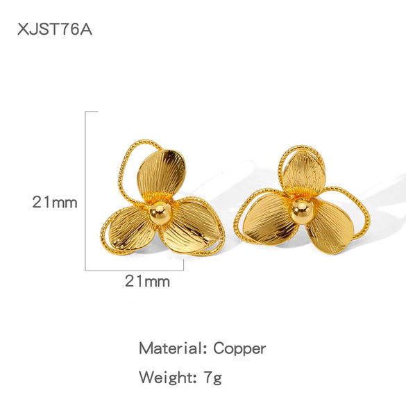 Wholesale Cute Flower Geometric Earrings Copper Electroplated