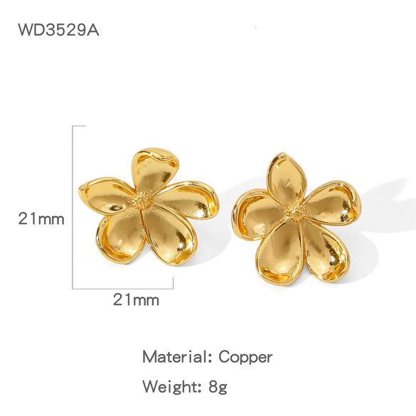 Wholesale Cute Flower Geometric Earrings Copper Electroplated