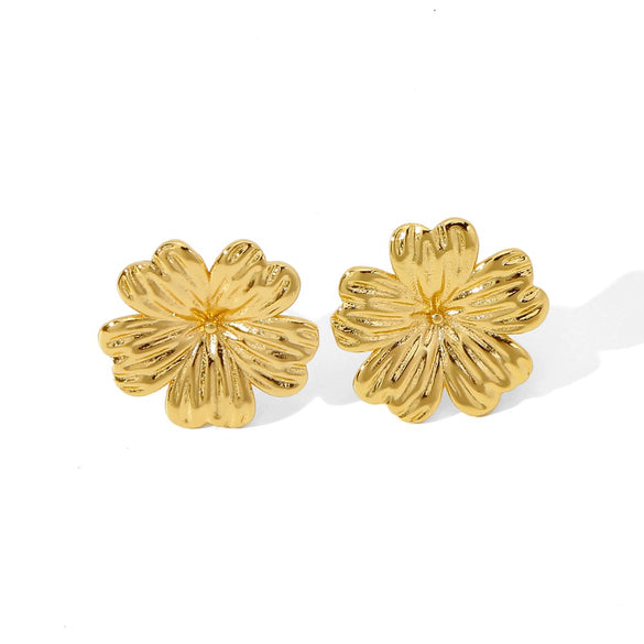 Wholesale Cute Flower Geometric Earrings Copper Electroplated