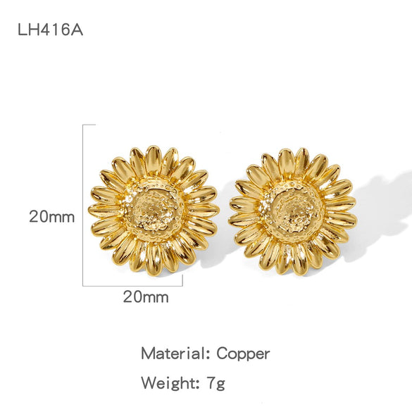 Wholesale Cute Flower Geometric Earrings Copper Electroplated