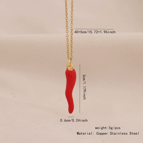 Wholesale Cute Fruit Pendant Stainless Steel And Copper Jewelry With Dripping Oil Processing For Women