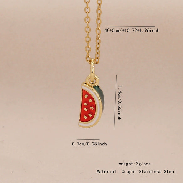 Wholesale Cute Fruit Pendant Stainless Steel And Copper Jewelry With Dripping Oil Processing For Women