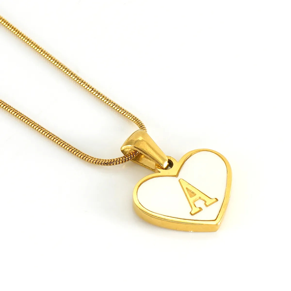 304 Stainless Steel 18K Gold Plated Cute Polishing Plating Inlay Heart Shape Shell Pendant Necklace