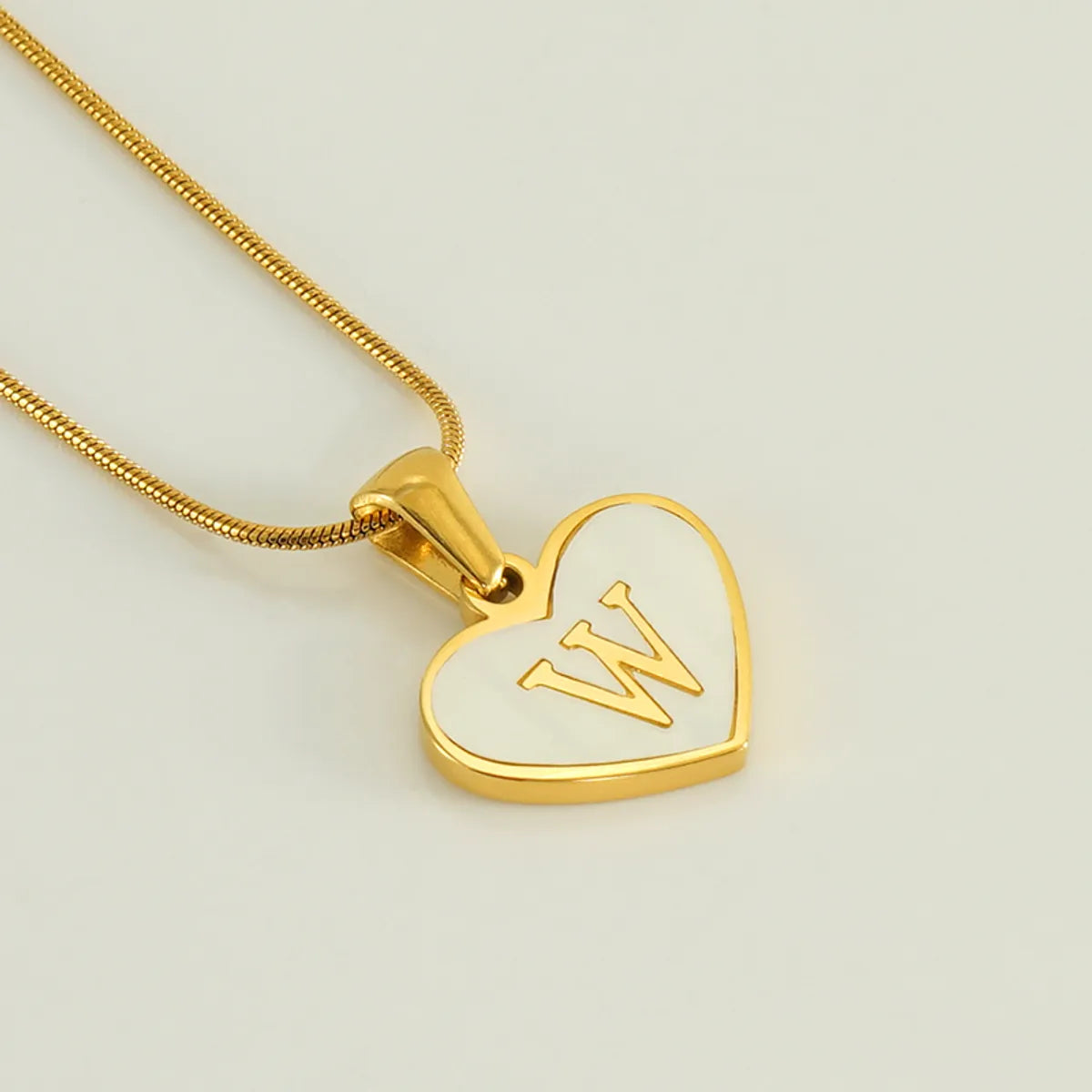 304 Stainless Steel 18K Gold Plated Cute Polishing Plating Inlay Heart Shape Shell Pendant Necklace