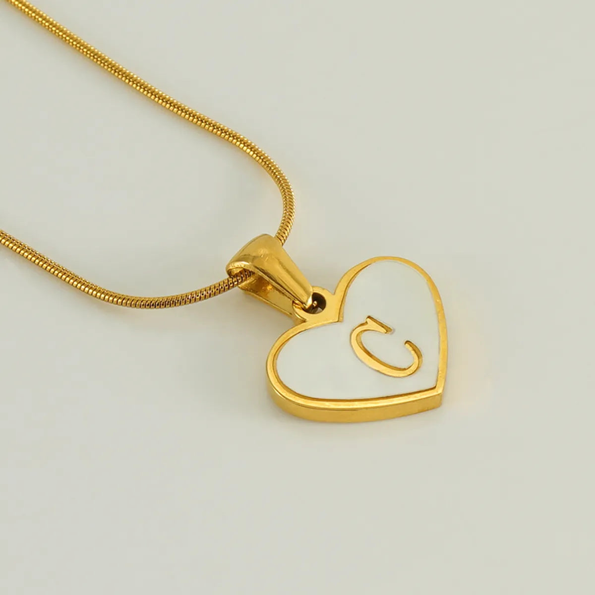 304 Stainless Steel 18K Gold Plated Cute Polishing Plating Inlay Heart Shape Shell Pendant Necklace