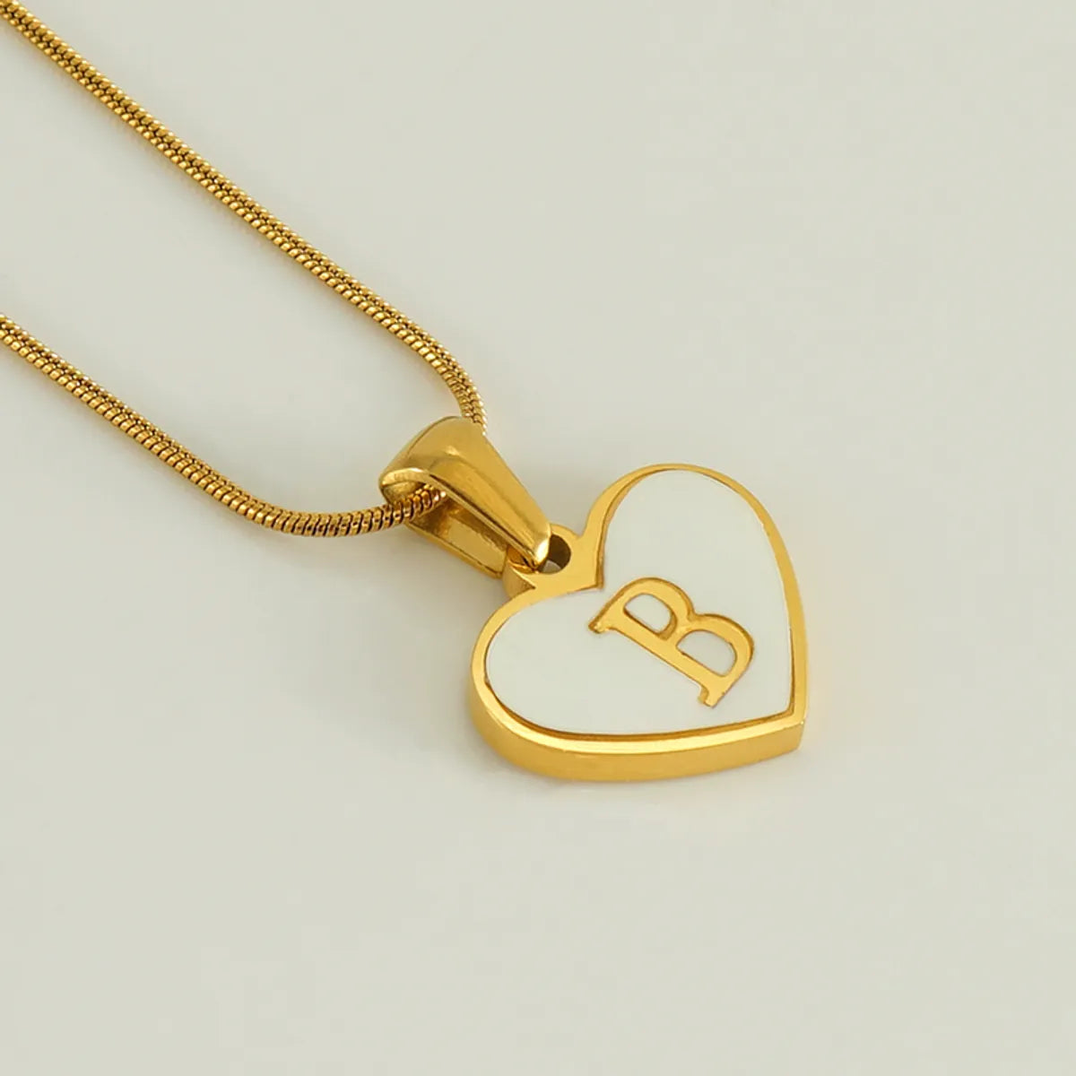 304 Stainless Steel 18K Gold Plated Cute Polishing Plating Inlay Heart Shape Shell Pendant Necklace