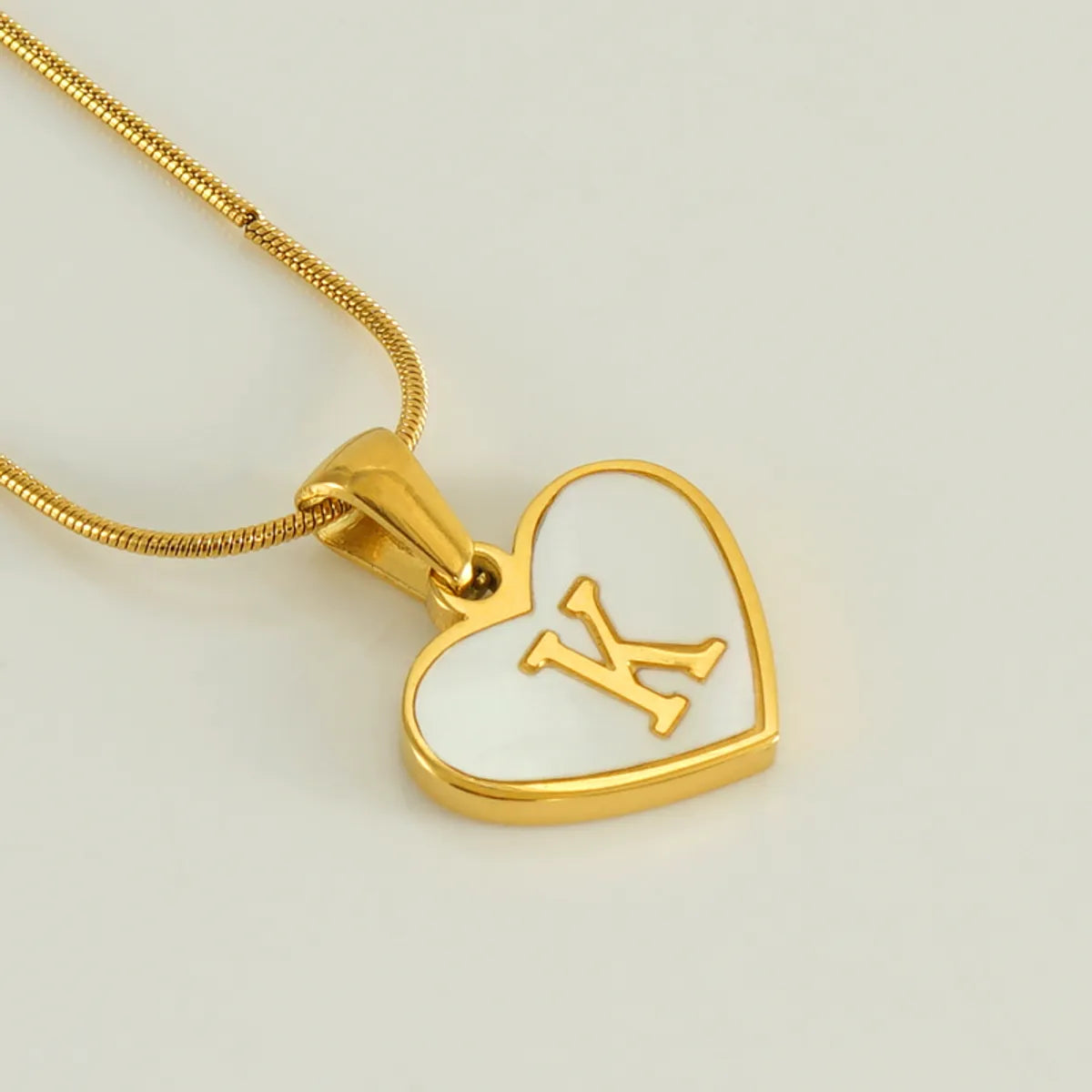 304 Stainless Steel 18K Gold Plated Cute Polishing Plating Inlay Heart Shape Shell Pendant Necklace