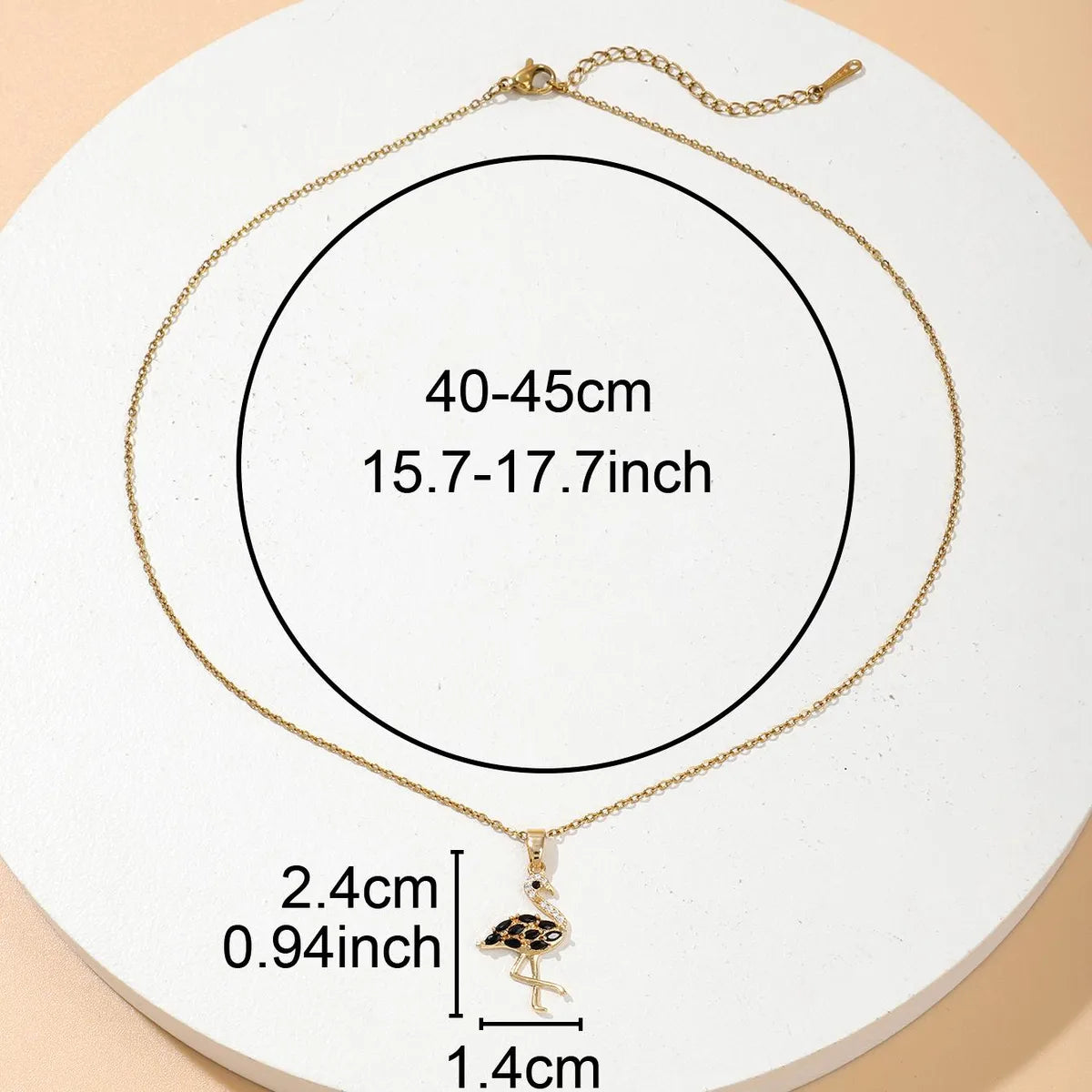 Wholesale Cute Lady Classic Style Flamingo Copper Inlay 18K Gold Plated Zircon Pendant Necklace