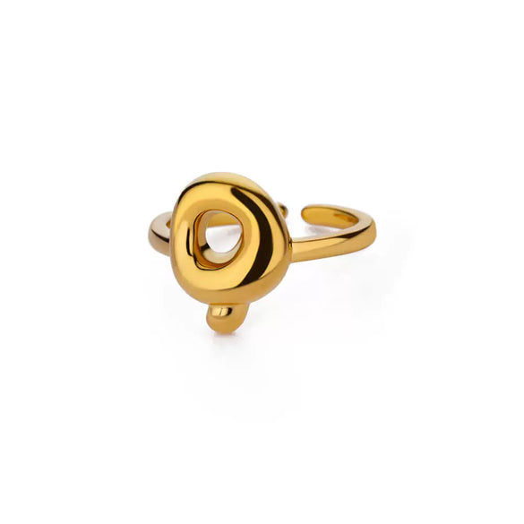 Wholesale Cute Letter Ring Copper 18K Goldplated