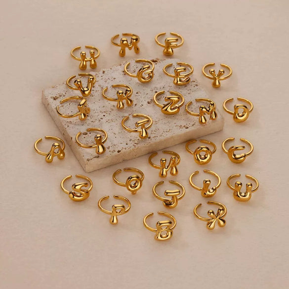 Wholesale Cute Letter Ring Copper 18K Goldplated