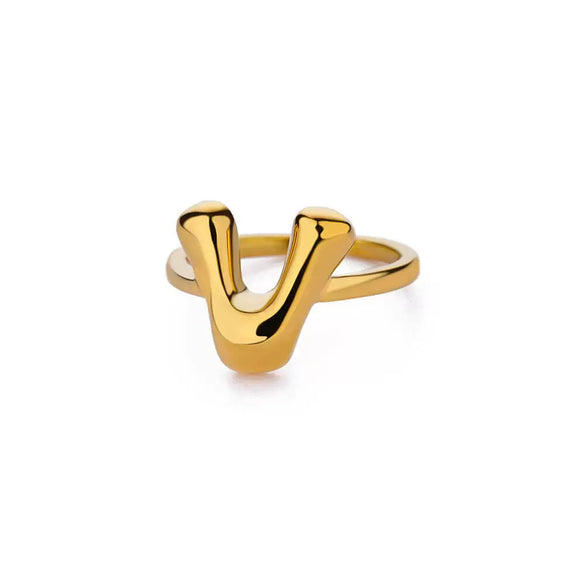 Wholesale Cute Letter Ring Copper 18K Goldplated